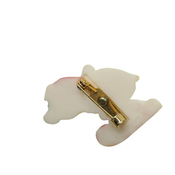 Hallmark Green Red Plastic Skiing Polar Bear Christmas Brooch Pin Vintage - Picture 4 of 6